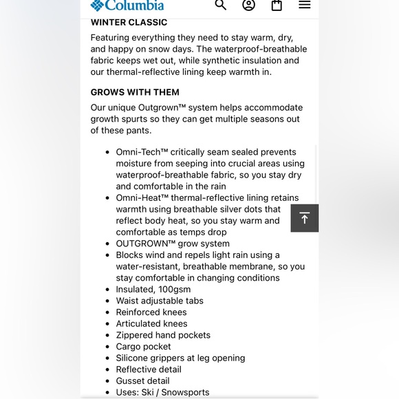 Last price Like⭐️NEW⭐️Kids' Bugaboo™ II Insulated Ski Snow Winter Pants •Size 8 - Picture 8 of 9